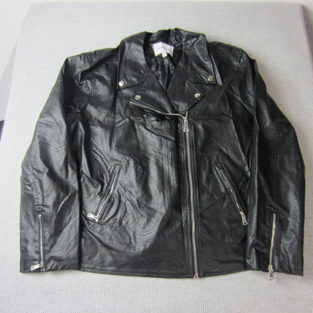 Elizabeth and James Jacket Faux Leather Designer Moto Motorcycle Black XL Women